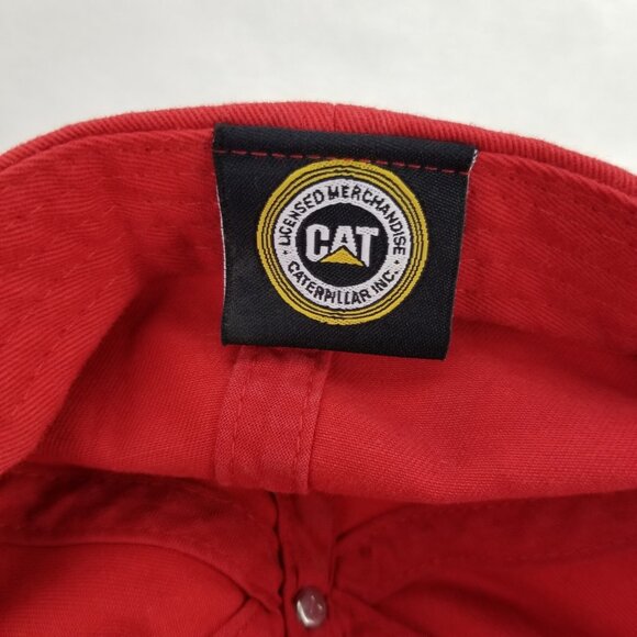 ✅Caterpillar CAT Authentic Baseball Cap Red Raised Black Logo Adjustable OSFA - Picture 10 of 11